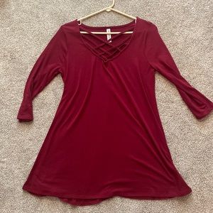 Maroon 3/4 sleeve tunic